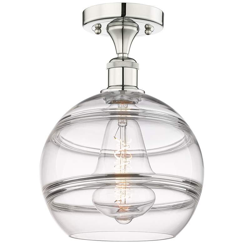 Image 1 Edison Rochester 10" Wide Polished Nickel Semi-Flush Mount With Clear