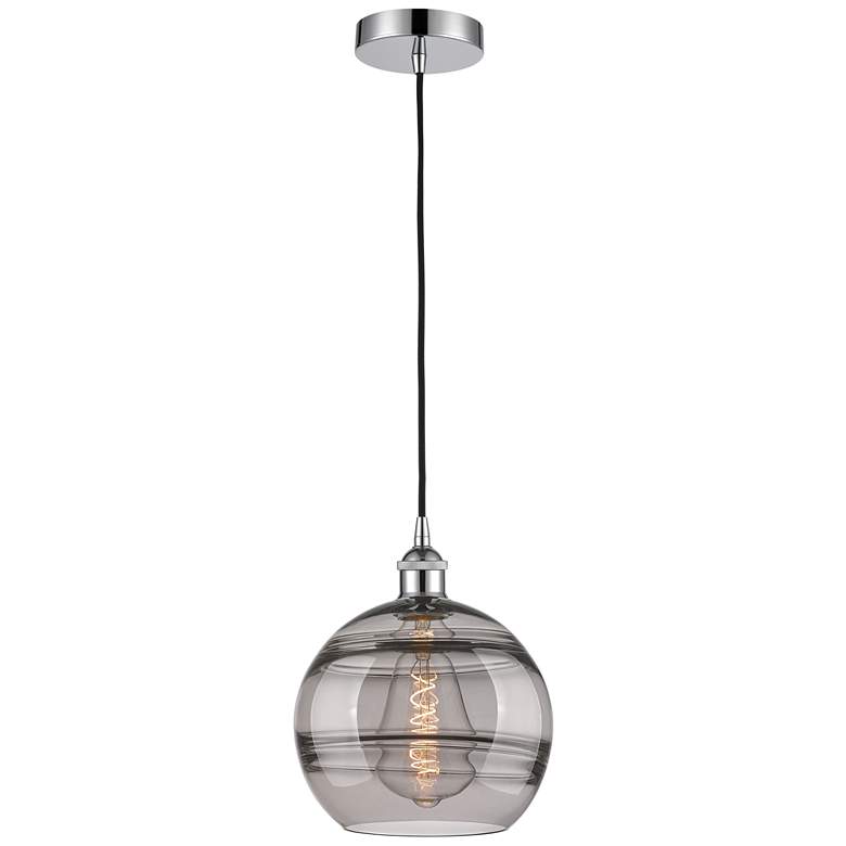 Image 1 Edison Rochester 10"W Chrome Corded Mini Pendant w/ Light Smoke Shade