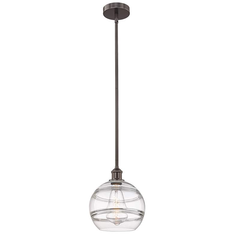 Image 1 Edison Rochester 10"W Oil Rubbed Bronze Stemmed Mini Pendant w/ Clear