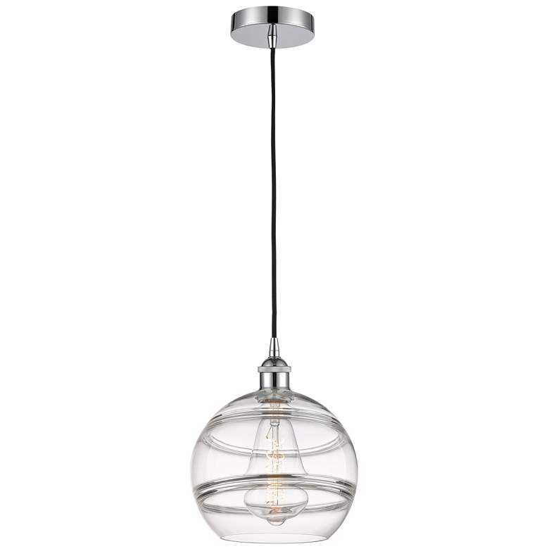 Image 1 Edison Rochester 10"W Polished Chrome Corded Mini Pendant w/ Clear Sha