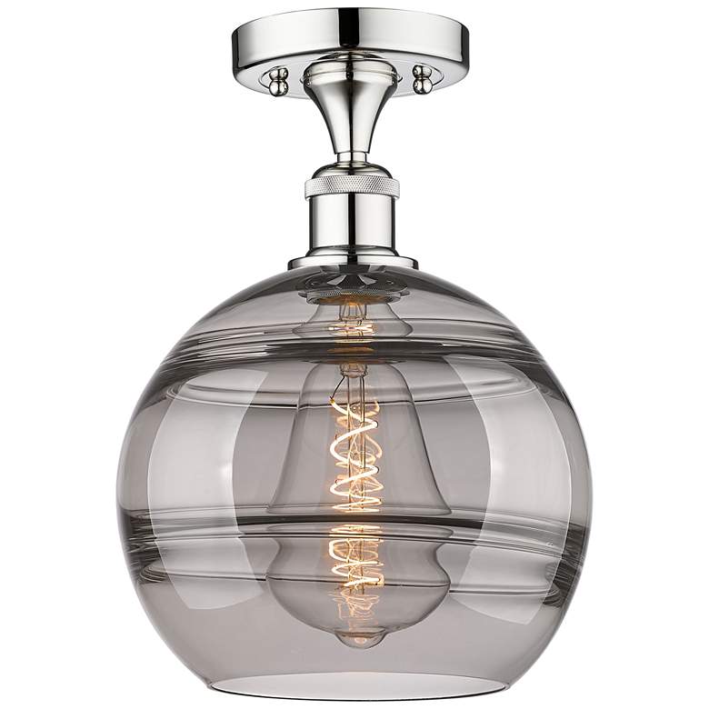 Image 1 Edison Rochester 10"W Polished Chrome Semi-Flush Mount w/ Light Smoke