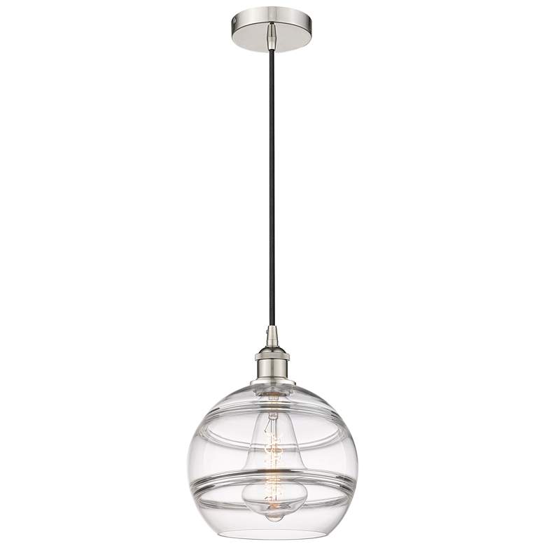 Image 1 Edison Rochester 10"W Polished Nickel Corded Mini Pendant w/ Clear Sha