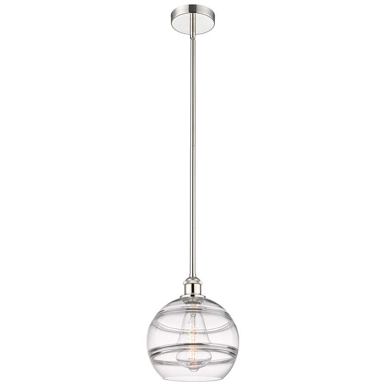 Image 1 Edison Rochester 10"W Polished Nickel Stemmed Mini Pendant w/ Clear Sh