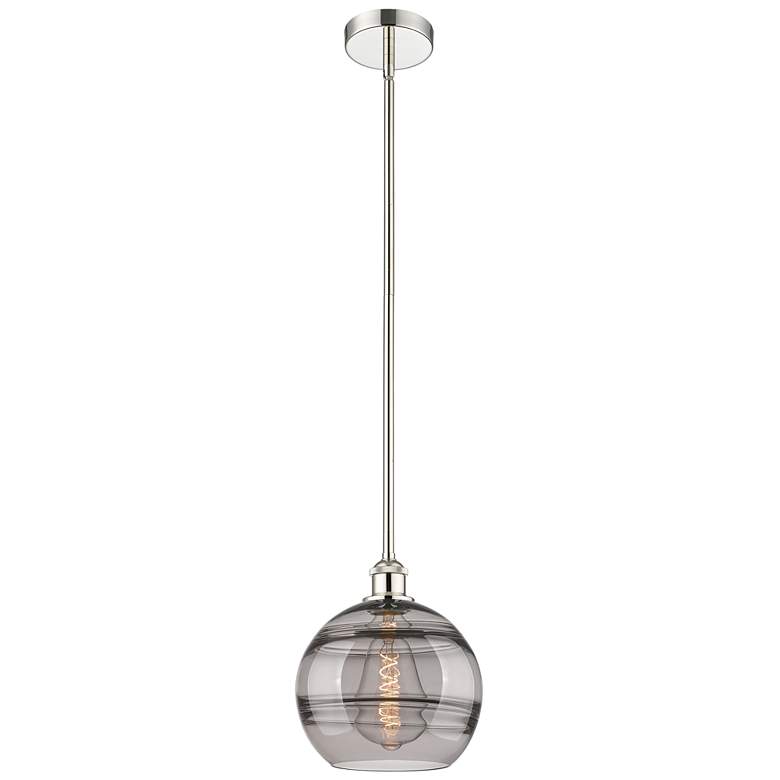 Image 1 Edison Rochester 10"W Polished Nickel Stemmed Mini Pendant w/ Smoke Sh