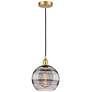 Edison Rochester 10"W Satin Gold Corded Mini Pendant w/ Light Smoke Sh