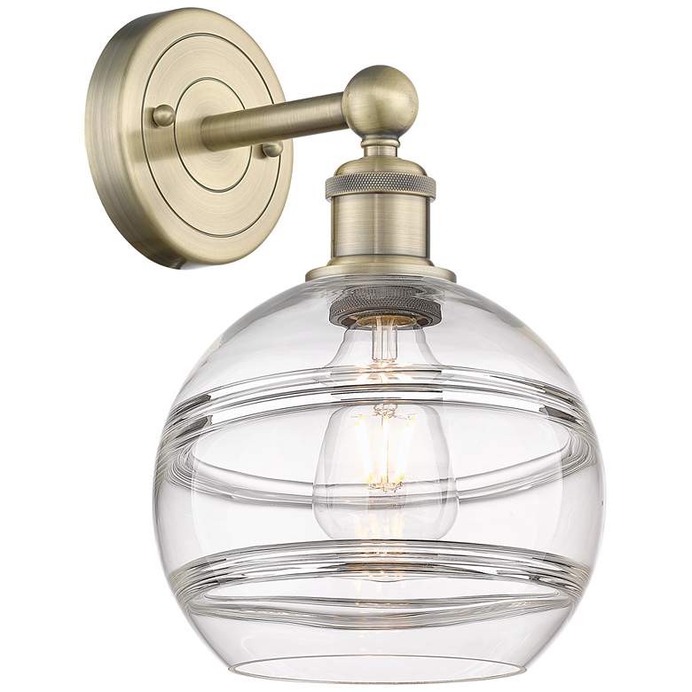 Image 1 Edison Rochester 12.13" High Antique Brass Sconce With Clear Shade