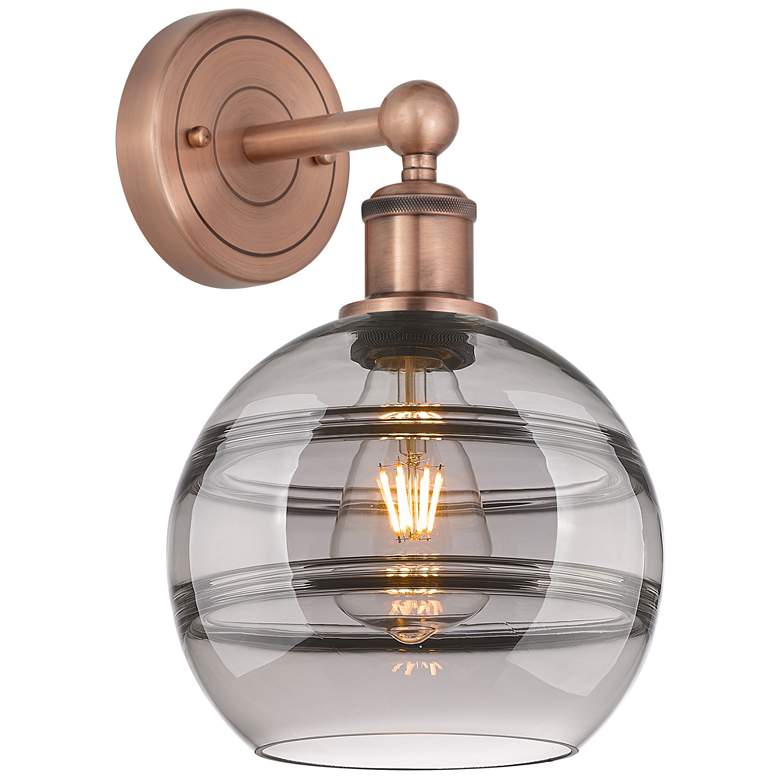 Image 1 Edison Rochester 12.13" High Antique Copper Sconce With Light Smoke Sh