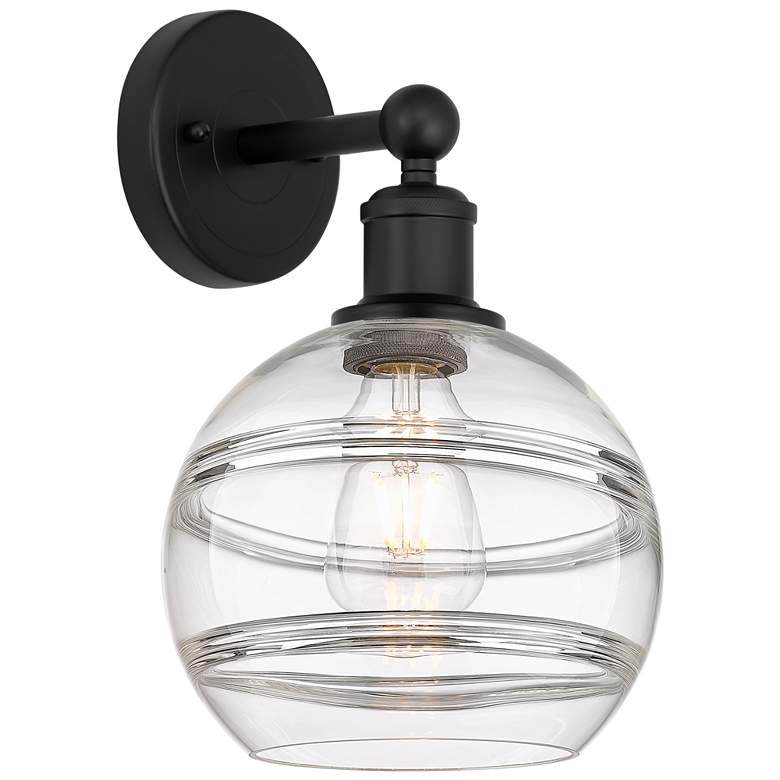 Image 1 Edison Rochester 12.13" High Matte Black Sconce With Clear Shade