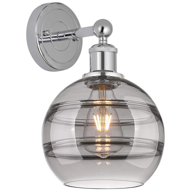 Image 1 Edison Rochester 12.13" High Polished Chrome Sconce With Light Smoke S