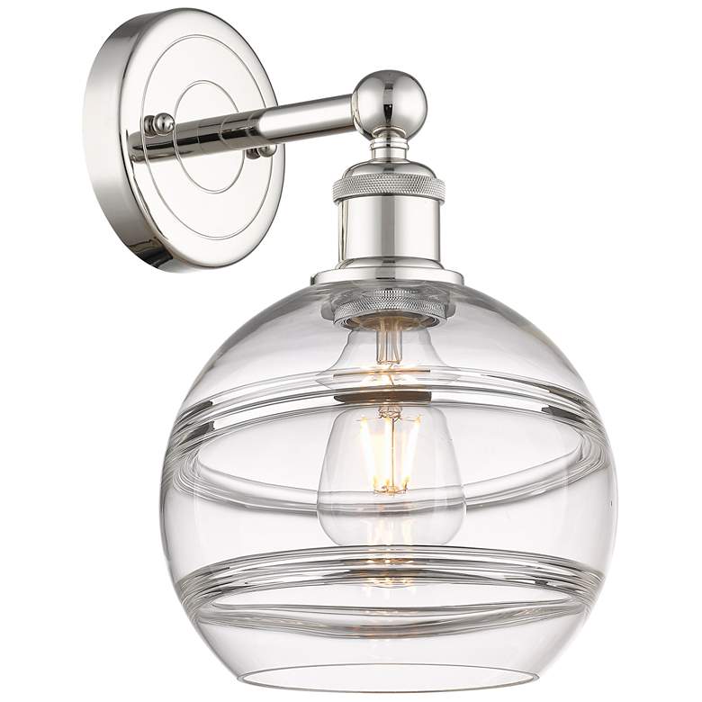 Image 1 Edison Rochester 12.13" High Polished Nickel Sconce With Clear Shade