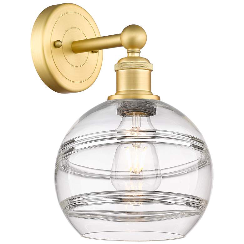 Image 1 Edison Rochester 12.13" High Satin Gold Sconce With Clear Shade