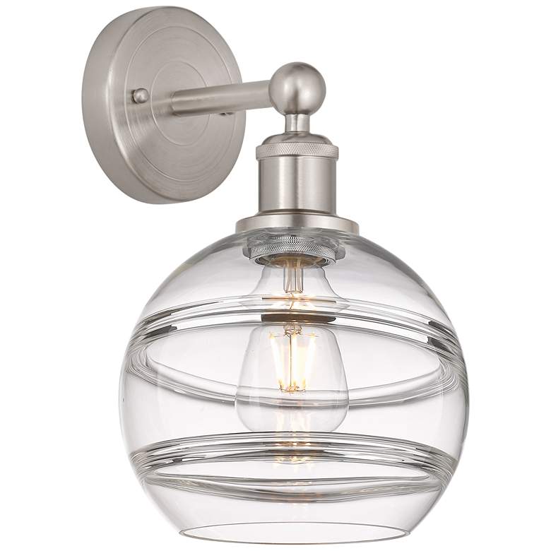 Image 1 Edison Rochester 12.13" High Satin Nickel Sconce With Clear Shade
