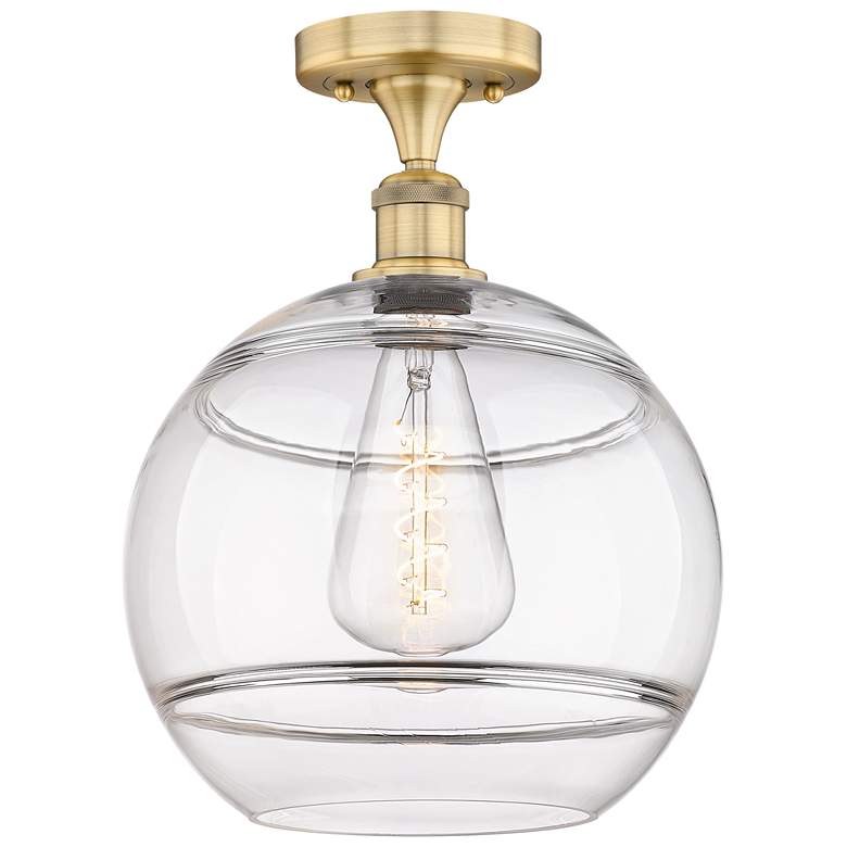 Image 1 Edison Rochester 12" Wide Brushed Brass Semi-Flush Mount With Clear Sh