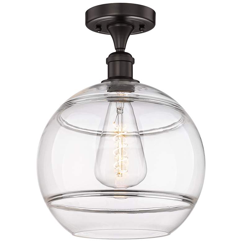 Image 1 Edison Rochester 12" Wide Oil Rubbed Bronze Semi-Flush Mount w/ Clear