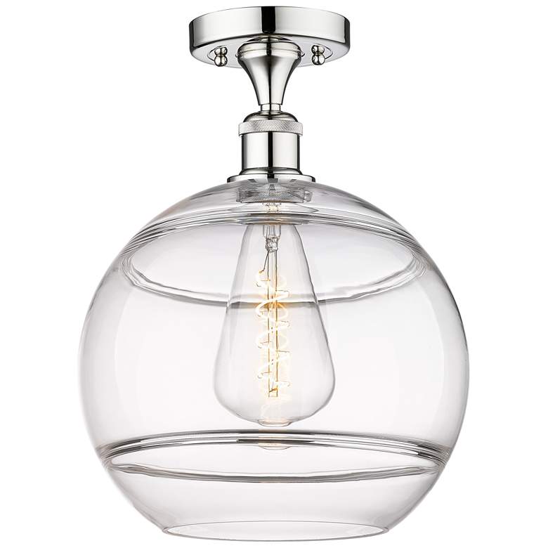 Image 1 Edison Rochester 12" Wide Polished Chrome Semi-Flush Mount With Clear