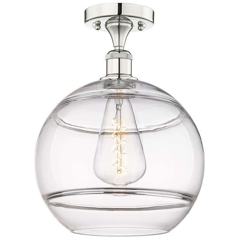 Image 1 Edison Rochester 12" Wide Polished Nickel Semi-Flush Mount With Clear