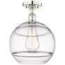 Edison Rochester 12" Wide Polished Nickel Semi-Flush Mount With Clear