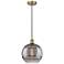 Edison Rochester 12"W Antique Brass Corded Mini Pendant w/ Smoke Shade