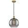 Edison Rochester 12"W Brushed Brass Corded Mini Pendant w/ Smoke Shade