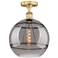 Edison Rochester 12"W Brushed Brass Semi-Flush Mount w/ Light Smoke Sh
