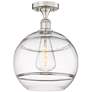 Edison Rochester 12"W Brushed Satin Nickel Semi-Flush Mount w/ Clear S