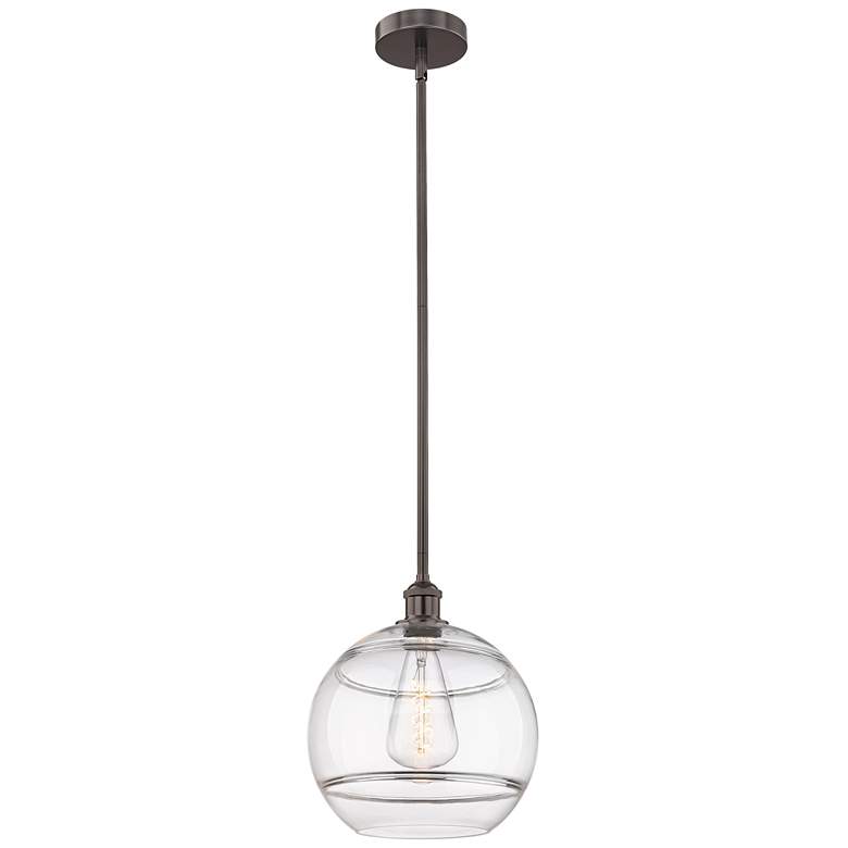 Image 1 Edison Rochester 12"W Oil Rubbed Bronze Stemmed Mini Pendant w/ Clear