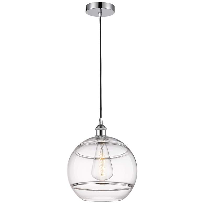 Image 1 Edison Rochester 12"W Polished Chrome Corded Mini Pendant w/ Clear Sha
