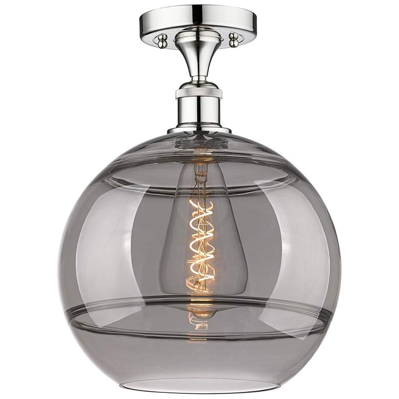 Image 1 Edison Rochester 12"W Polished Chrome Semi-Flush Mount w/ Light Smoke