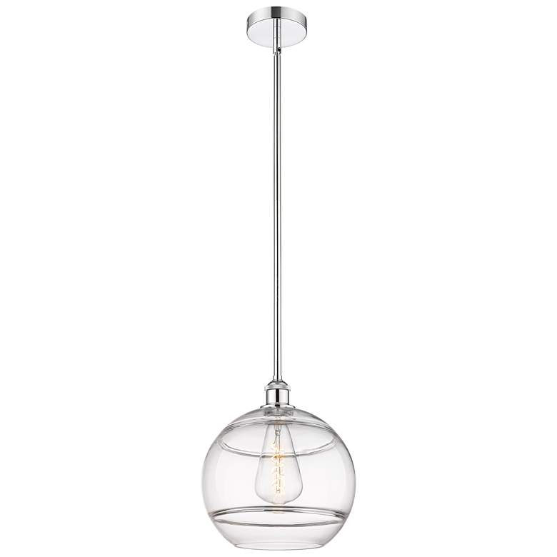 Image 1 Edison Rochester 12"W Polished Chrome Stemmed Mini Pendant w/ Clear Sh