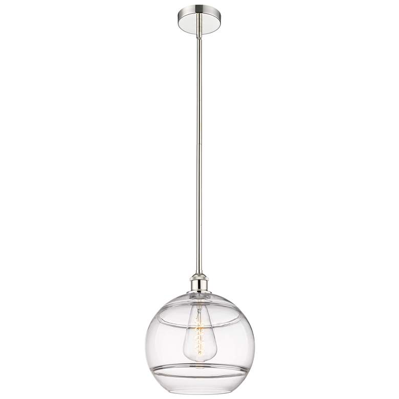 Image 1 Edison Rochester 12"W Polished Nickel Stemmed Mini Pendant w/ Clear Sh