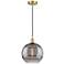 Edison Rochester 12"W Satin Gold Corded Mini Pendant w/ Light Smoke Sh