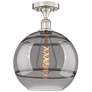 Edison Rochester 12"W Satin Nickel Semi-Flush Mount w/ Light Smoke Sha