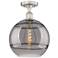 Edison Rochester 12"W Satin Nickel Semi-Flush Mount w/ Light Smoke Sha