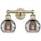 Edison Rochester 14.88"W 2 Light Antique Brass Bath Light w/ Smoke Sha