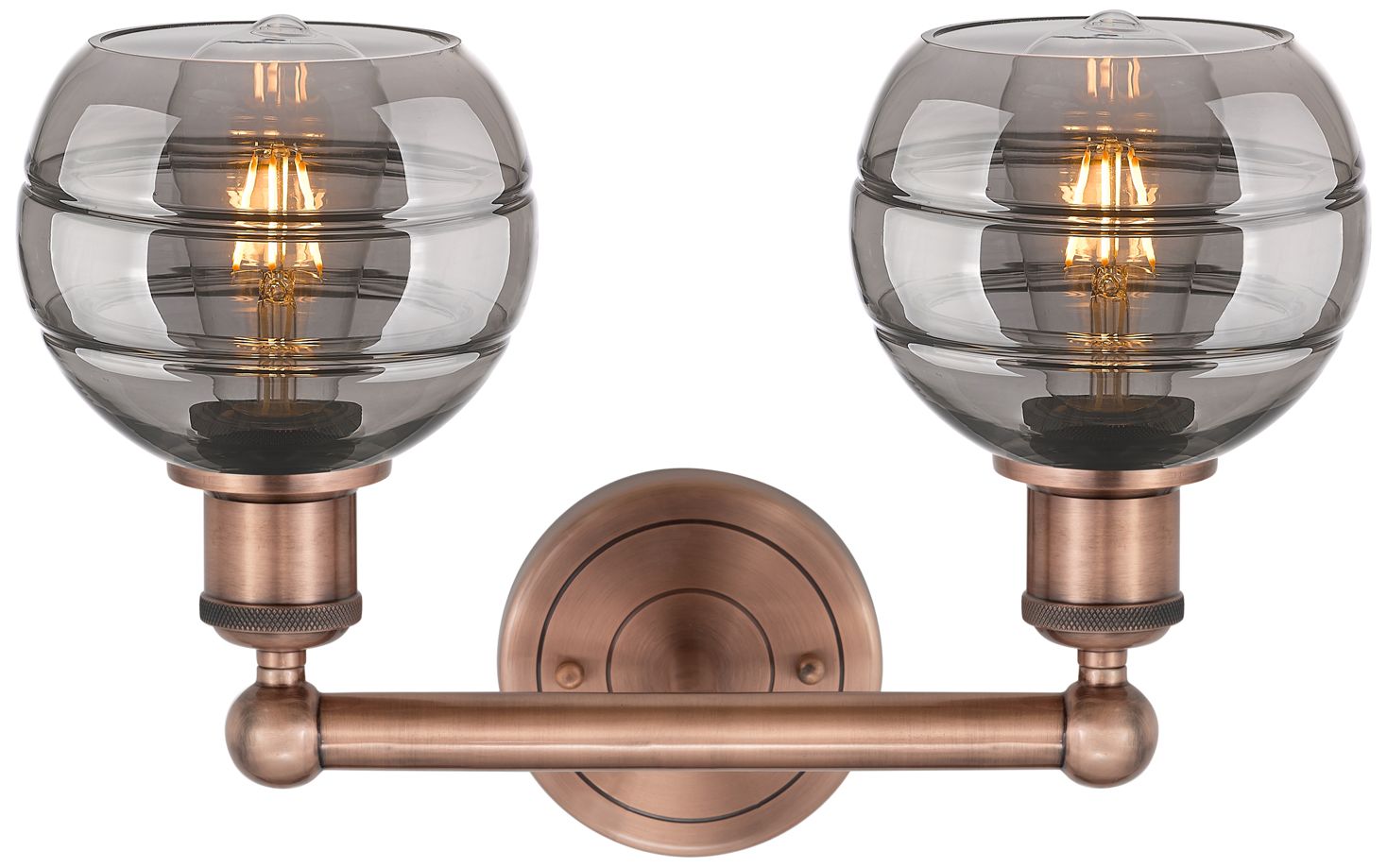 Image 2 Edison Rochester 14.88"W 2 Light Copper Bath Light w/ Light Smoke Shad more views