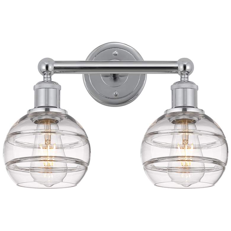Image 1 Edison Rochester 14.88"W 2 Light Polished Chrome Bath Light w/ Clear S