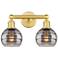 Edison Rochester 14.88"W 2 Light Satin Gold Bath Light w/ Light Smoke