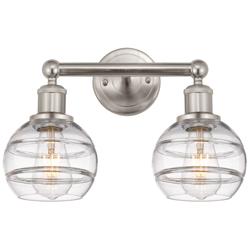 Edison Rochester 14.88"W 2 Light Satin Nickel Bath Light w/ Clear Shad