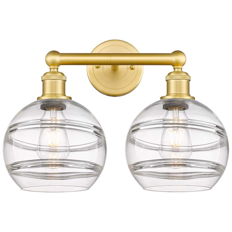 Image 1 Edison Rochester 17" Wide 2 Light Satin Gold Bath Light With Clear Sha