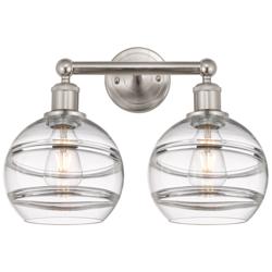 Edison Rochester 17" Wide 2 Light Satin Nickel Bath Light With Clear S