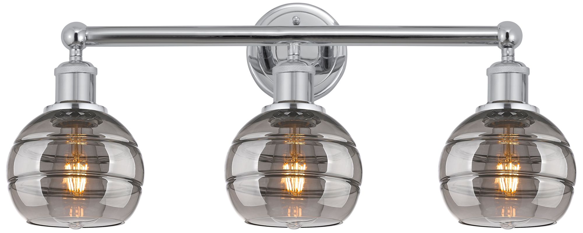 Edison Rochester 23.88"W 3 Light Chrome Bath Light w/ Light Smoke Shad