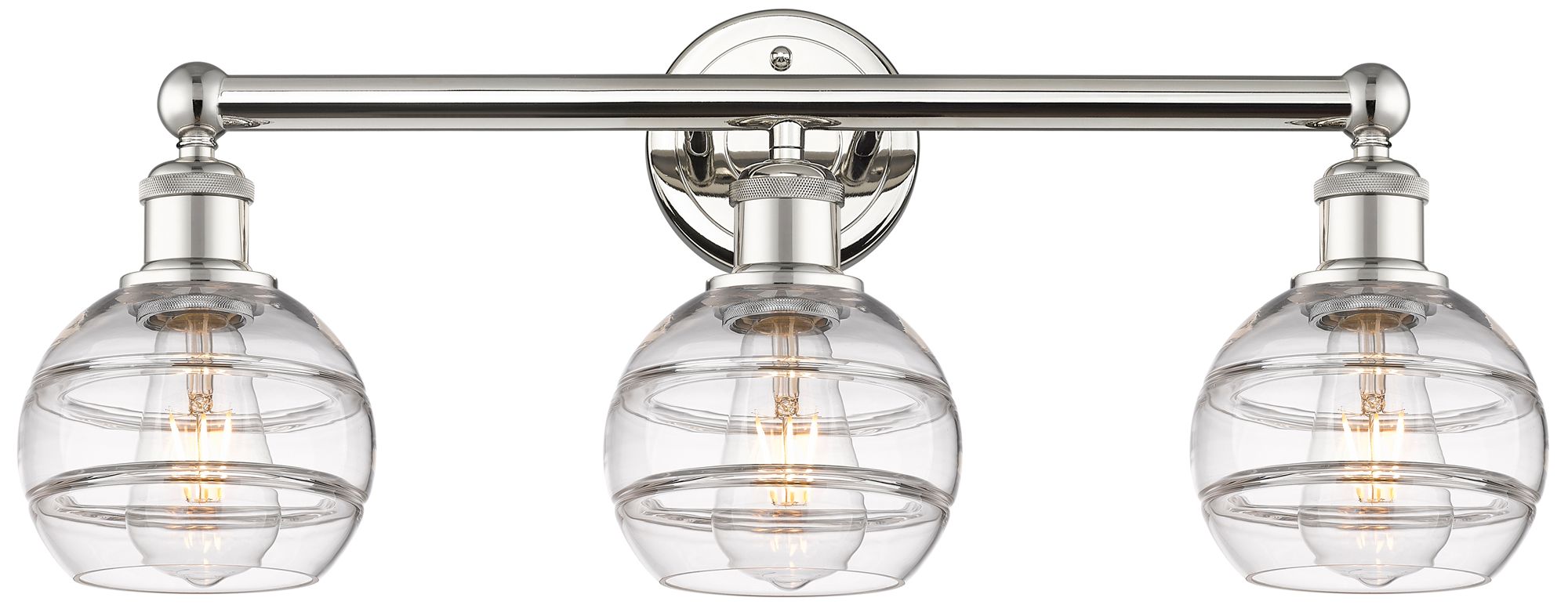 Edison Rochester 23.88"W 3 Light Polished Nickel Bath Light w/ Clear S