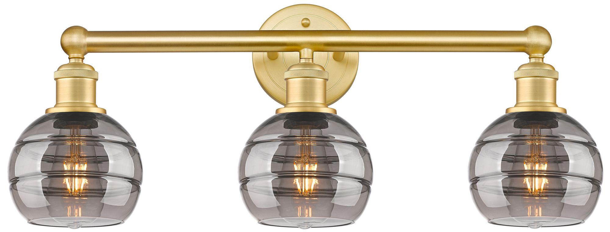 Edison Rochester 23.88"W 3 Light Satin Gold Bath Light w/ Light Smoke