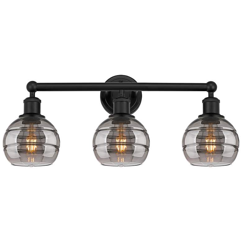 Image 1 Edison Rochester 24" Wide Matte Black 3-Light Bath Light