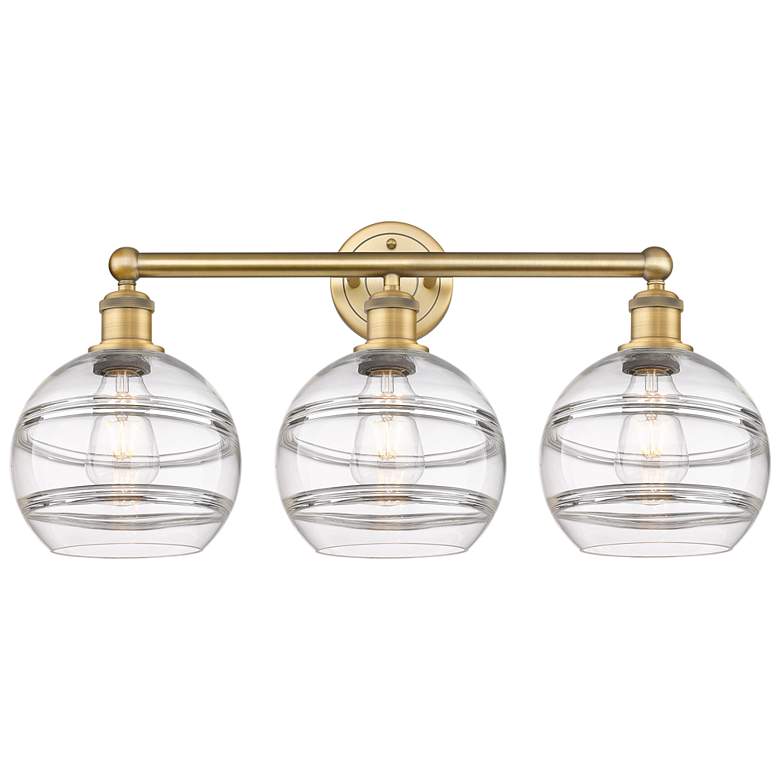 Image 1 Edison Rochester 26" Wide 3 Light Brushed Brass Bath Light With Clear