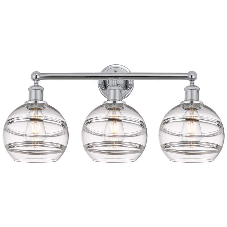Image 1 Edison Rochester 26" Wide 3 Light Polished Chrome Bath Light w/ Clear