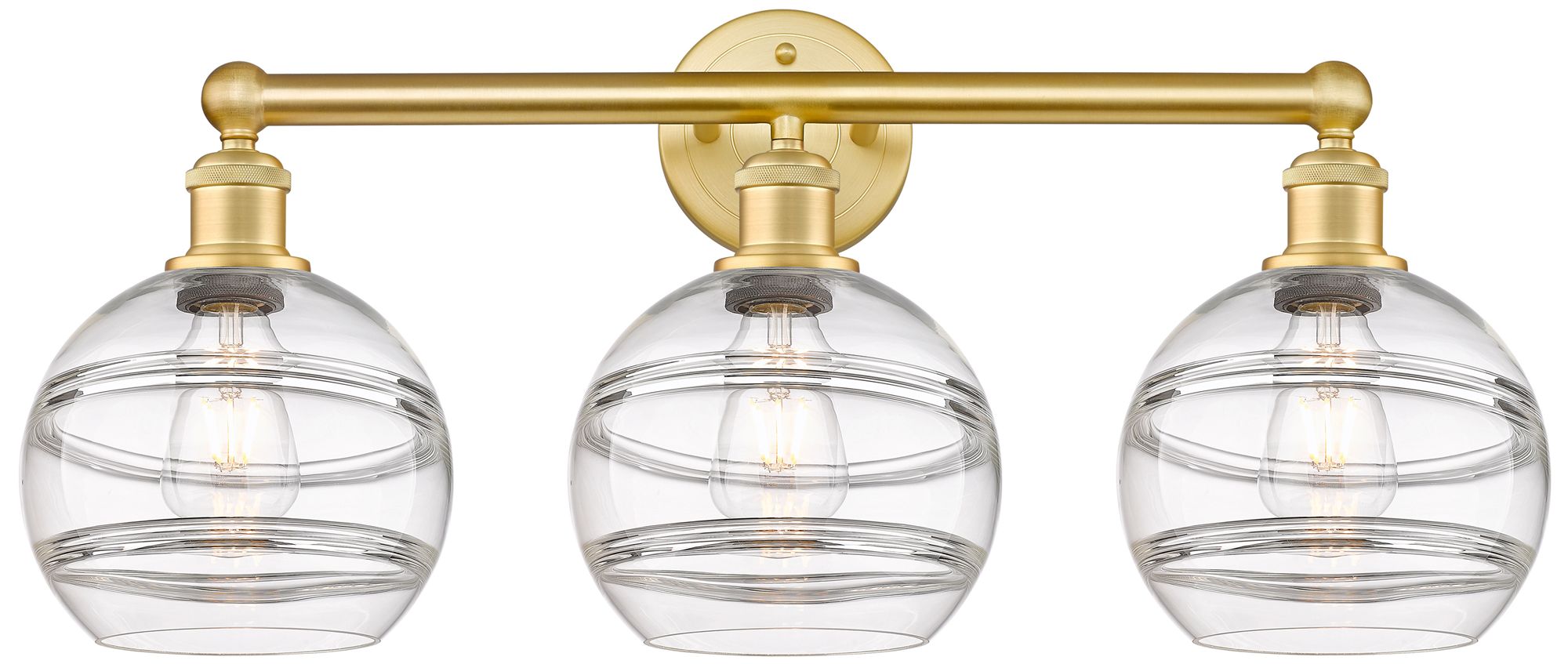 Edison Rochester 26" Wide 3 Light Satin Gold Bath Light With Clear Sha