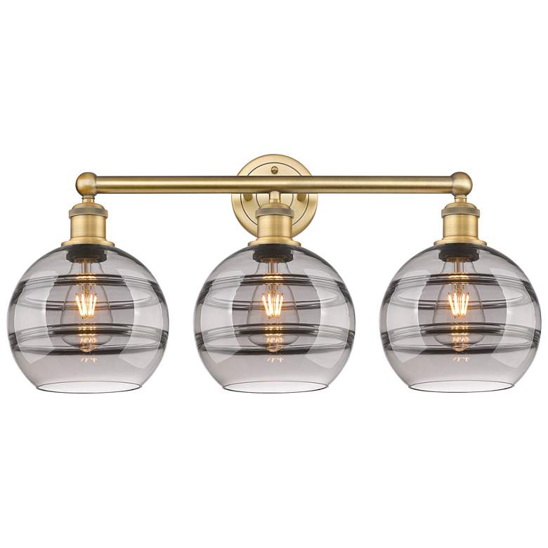 Image 1 Edison Rochester 26"W 3 Light Brushed Brass Bath Light w/ Light Smoke