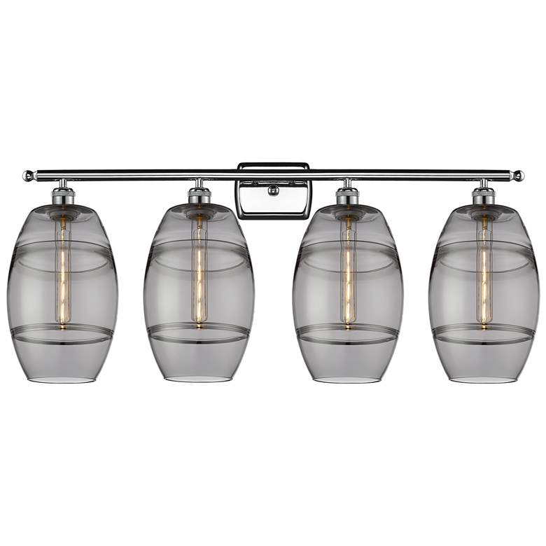 Image 1 Edison Rochester 32.88"W 4-Light Black Brass Bath Light w/ Clear Shade