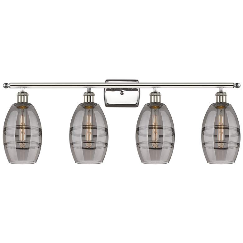 Image 1 Edison Rochester 32.88"W 4-Light Chrome Bath Vanity Light w/ Smoke Sha